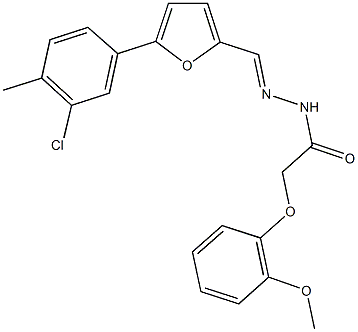 N'-{[5-(3-chloro-4-methylphenyl)-2-furyl]methylene}-2-(2-methoxyphenoxy)acetohydrazide Struktur