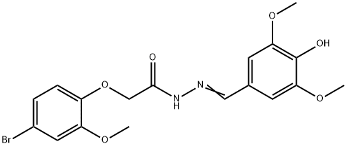 2-(4-bromo-2-methoxyphenoxy)-N'-(4-hydroxy-3,5-dimethoxybenzylidene)acetohydrazide Struktur