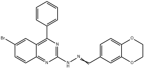 2,3-dihydro-1,4-benzodioxine-6-carbaldehyde (6-bromo-4-phenyl-2-quinazolinyl)hydrazone Struktur