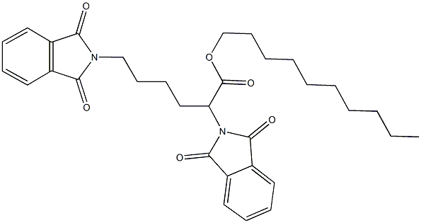 decyl 2,6-bis(1,3-dioxo-1,3-dihydro-2H-isoindol-2-yl)hexanoate Struktur