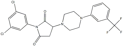 1-(3,5-dichlorophenyl)-3-{4-[3-(trifluoromethyl)phenyl]-1-piperazinyl}-2,5-pyrrolidinedione Struktur