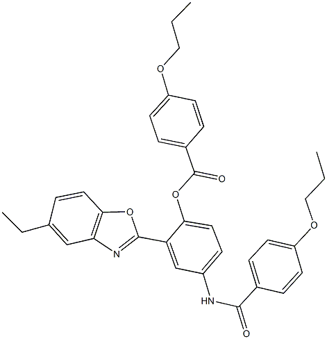 2-(5-ethyl-1,3-benzoxazol-2-yl)-4-[(4-propoxybenzoyl)amino]phenyl 4-propoxybenzoate Struktur