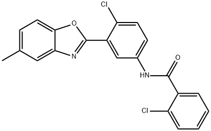 2-chloro-N-[4-chloro-3-(5-methyl-1,3-benzoxazol-2-yl)phenyl]benzamide Struktur