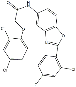 N-[2-(2-chloro-4-fluorophenyl)-1,3-benzoxazol-5-yl]-2-(2,4-dichlorophenoxy)acetamide Struktur