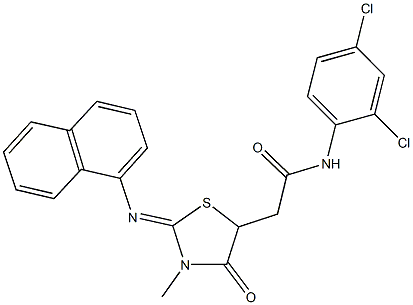 N-(2,4-dichlorophenyl)-2-[3-methyl-2-(1-naphthylimino)-4-oxo-1,3-thiazolidin-5-yl]acetamide Struktur