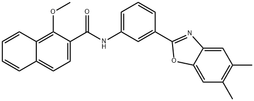 N-[3-(5,6-dimethyl-1,3-benzoxazol-2-yl)phenyl]-1-methoxy-2-naphthamide Struktur