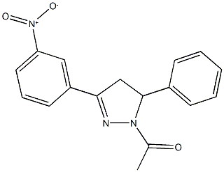 1-acetyl-3-{3-nitrophenyl}-5-phenyl-4,5-dihydro-1H-pyrazole Struktur