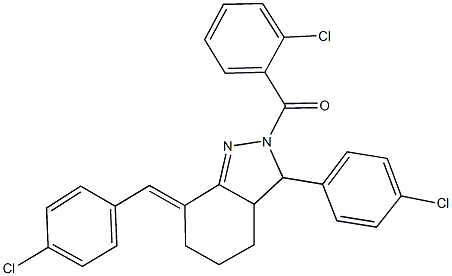 2-(2-chlorobenzoyl)-7-(4-chlorobenzylidene)-3-(4-chlorophenyl)-3,3a,4,5,6,7-hexahydro-2H-indazole Struktur