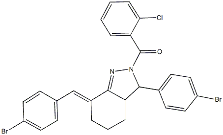 7-(4-bromobenzylidene)-3-(4-bromophenyl)-2-(2-chlorobenzoyl)-3,3a,4,5,6,7-hexahydro-2H-indazole Struktur