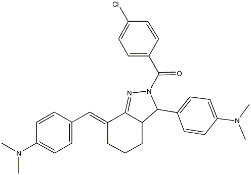 4-{2-(4-chlorobenzoyl)-7-[4-(dimethylamino)benzylidene]-3,3a,4,5,6,7-hexahydro-2H-indazol-3-yl}-N,N-dimethylaniline Struktur