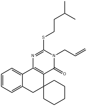 3-allyl-2-(isopentylsulfanyl)-5,6-dihydrospiro(benzo[h]quinazoline-5,1'-cyclohexane)-4(3H)-one Struktur