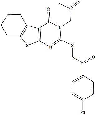 2-{[2-(4-chlorophenyl)-2-oxoethyl]sulfanyl}-3-(2-methyl-2-propenyl)-5,6,7,8-tetrahydro[1]benzothieno[2,3-d]pyrimidin-4(3H)-one Struktur