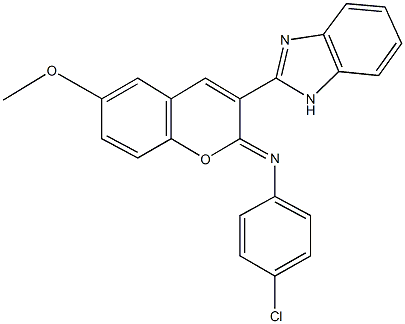 N-[3-(1H-benzimidazol-2-yl)-6-methoxy-2H-chromen-2-ylidene]-N-(4-chlorophenyl)amine Struktur