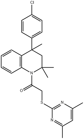 4-(4-chlorophenyl)-1-{[(4,6-dimethyl-2-pyrimidinyl)sulfanyl]acetyl}-2,2,4-trimethyl-1,2,3,4-tetrahydroquinoline Struktur