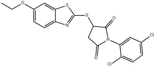 1-(2,5-dichlorophenyl)-3-[(6-ethoxy-1,3-benzothiazol-2-yl)sulfanyl]-2,5-pyrrolidinedione Struktur