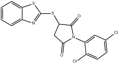 3-(1,3-benzothiazol-2-ylsulfanyl)-1-(2,5-dichlorophenyl)-2,5-pyrrolidinedione Struktur