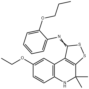 N-(8-ethoxy-4,4-dimethyl-4,5-dihydro-1H-[1,2]dithiolo[3,4-c]quinolin-1-ylidene)-N-(2-propoxyphenyl)amine Struktur