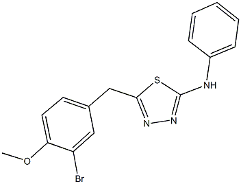 N-[5-(3-bromo-4-methoxybenzyl)-1,3,4-thiadiazol-2-yl]-N-phenylamine Struktur