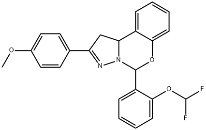 5-[2-(difluoromethoxy)phenyl]-2-(4-methoxyphenyl)-1,10b-dihydropyrazolo[1,5-c][1,3]benzoxazine Struktur