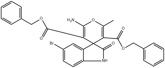 dibenzyl 2'-amino-5-bromo-1,3-dihydro-6'-methyl-2-oxospiro[2H-indol-3,4'-(4'H)-pyran]-3',5'-dicarboxylate Struktur