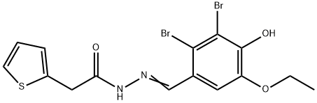 N'-(2,3-dibromo-5-ethoxy-4-hydroxybenzylidene)-2-(2-thienyl)acetohydrazide Struktur