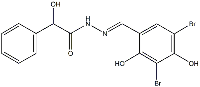 N'-(3,5-dibromo-2,4-dihydroxybenzylidene)-2-hydroxy-2-phenylacetohydrazide Struktur