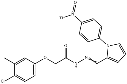 2-(4-chloro-3-methylphenoxy)-N'-[(1-{4-nitrophenyl}-1H-pyrrol-2-yl)methylene]acetohydrazide Struktur