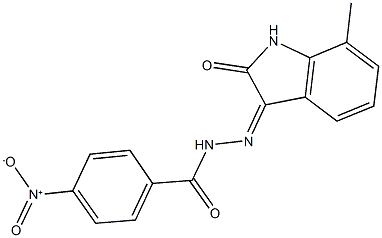 4-nitro-N'-(7-methyl-2-oxo-1,2-dihydro-3H-indol-3-ylidene)benzohydrazide Struktur