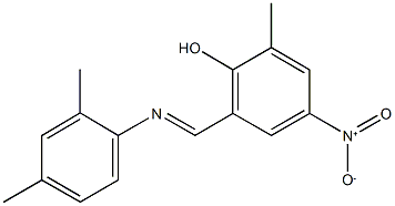 2-{[(2,4-dimethylphenyl)imino]methyl}-4-nitro-6-methylphenol Struktur