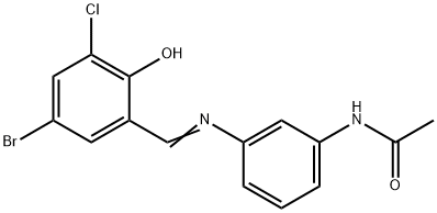 N-{3-[(5-bromo-3-chloro-2-hydroxybenzylidene)amino]phenyl}acetamide Struktur