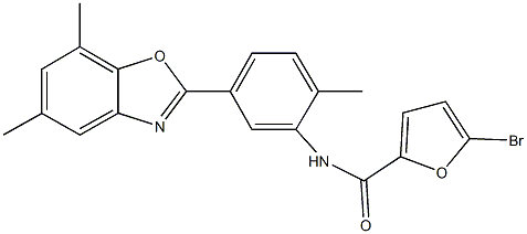 5-bromo-N-[5-(5,7-dimethyl-1,3-benzoxazol-2-yl)-2-methylphenyl]-2-furamide Struktur