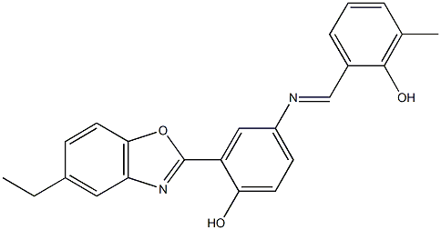 2-(5-ethyl-1,3-benzoxazol-2-yl)-4-[(2-hydroxy-3-methylbenzylidene)amino]phenol Struktur