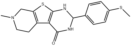 7-methyl-2-[4-(methylsulfanyl)phenyl]-2,3,5,6,7,8-hexahydropyrido[4',3':4,5]thieno[2,3-d]pyrimidin-4(1H)-one Struktur