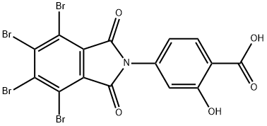 2-hydroxy-4-(4,5,6,7-tetrabromo-1,3-dioxo-1,3-dihydro-2H-isoindol-2-yl)benzoic acid Struktur