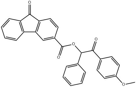 2-(4-methoxyphenyl)-2-oxo-1-phenylethyl 9-oxo-9H-fluorene-3-carboxylate Struktur