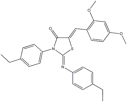 5-(2,4-dimethoxybenzylidene)-3-(4-ethylphenyl)-2-[(4-ethylphenyl)imino]-1,3-thiazolidin-4-one Struktur