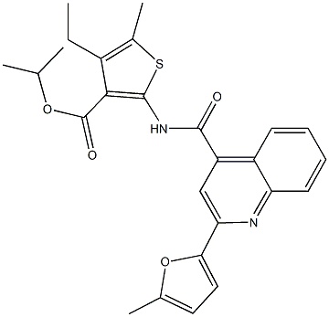 isopropyl 4-ethyl-5-methyl-2-({[2-(5-methyl-2-furyl)-4-quinolinyl]carbonyl}amino)-3-thiophenecarboxylate Struktur