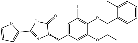 4-{3-ethoxy-5-iodo-4-[(2-methylbenzyl)oxy]benzylidene}-2-(2-furyl)-1,3-oxazol-5(4H)-one Struktur