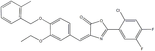 2-(2-chloro-4,5-difluorophenyl)-4-{3-ethoxy-4-[(2-methylbenzyl)oxy]benzylidene}-1,3-oxazol-5(4H)-one Struktur