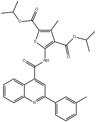 diisopropyl 3-methyl-5-({[2-(3-methylphenyl)-4-quinolinyl]carbonyl}amino)-2,4-thiophenedicarboxylate Struktur