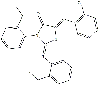 5-(2-chlorobenzylidene)-3-(2-ethylphenyl)-2-[(2-ethylphenyl)imino]-1,3-thiazolidin-4-one Struktur