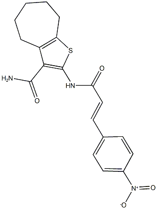 2-[(3-{4-nitrophenyl}acryloyl)amino]-5,6,7,8-tetrahydro-4H-cyclohepta[b]thiophene-3-carboxamide Struktur