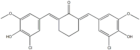 2,6-bis(3-chloro-4-hydroxy-5-methoxybenzylidene)cyclohexanone Struktur