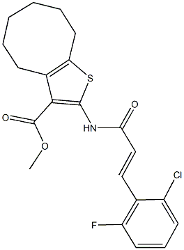 methyl 2-{[3-(2-chloro-6-fluorophenyl)acryloyl]amino}-4,5,6,7,8,9-hexahydrocycloocta[b]thiophene-3-carboxylate Struktur