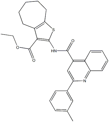 ethyl 2-({[2-(3-methylphenyl)-4-quinolinyl]carbonyl}amino)-5,6,7,8-tetrahydro-4H-cyclohepta[b]thiophene-3-carboxylate Struktur