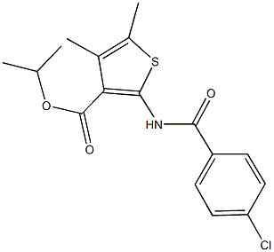 isopropyl 2-[(4-chlorobenzoyl)amino]-4,5-dimethyl-3-thiophenecarboxylate Struktur