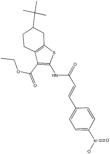 ethyl 6-tert-butyl-2-[(3-{4-nitrophenyl}acryloyl)amino]-4,5,6,7-tetrahydro-1-benzothiophene-3-carboxylate Struktur