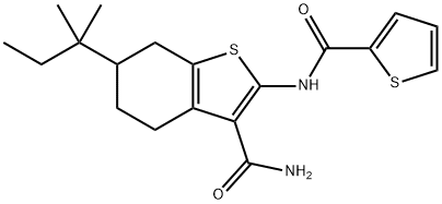 6-tert-pentyl-2-[(2-thienylcarbonyl)amino]-4,5,6,7-tetrahydro-1-benzothiophene-3-carboxamide Struktur