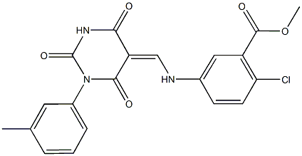 methyl 2-chloro-5-{[(1-(3-methylphenyl)-2,4,6-trioxotetrahydro-5(2H)-pyrimidinylidene)methyl]amino}benzoate Struktur