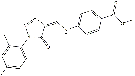 methyl 4-({[1-(2,4-dimethylphenyl)-3-methyl-5-oxo-1,5-dihydro-4H-pyrazol-4-ylidene]methyl}amino)benzoate Struktur